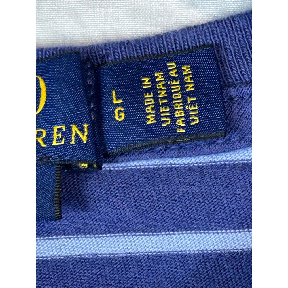 Polo Ralph Lauren Mens Custom Slim Fit Striped T-Shirt Blue Large Short Sleeve
